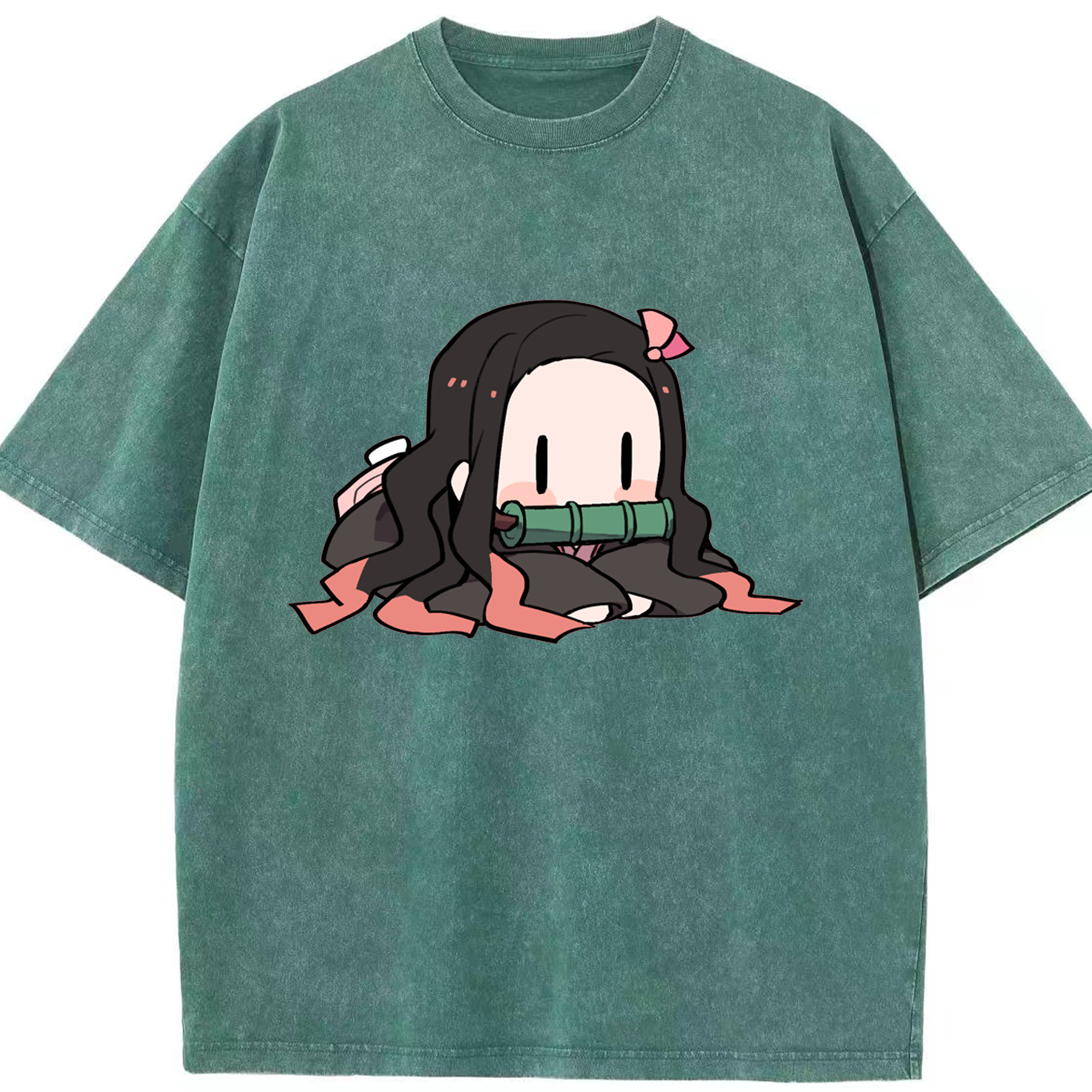 （画像用） 鬼滅の刃（きめつのやいば）竈門 禰󠄀豆子／かまど ねずこ Kamado Nezuko 綿100% ヴィンテージ風 半袖Tシャツ（フロントプリント）